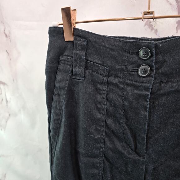 Anthropologie Pants Womens 2 Black High Rise Flare Wide Leg Linen Blend Maeve - Picture 2 of 12